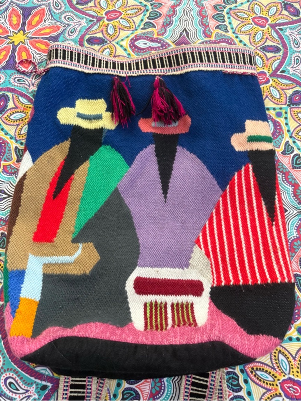 Handwoven Colorful Peruvian Bag with Tassels